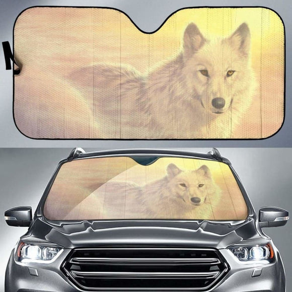 Car Sun Shade With Wolf Morning Glow 172609 - YourCarButBetter