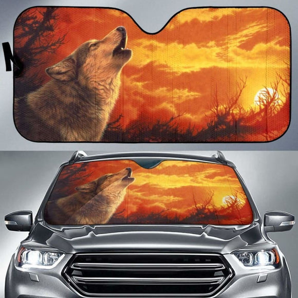 Car Sun Shade With Wolf Print 172609 - YourCarButBetter