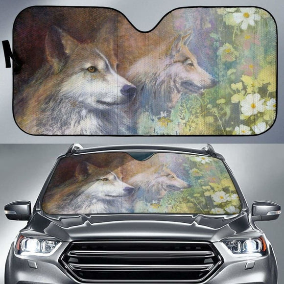 Car Sun Shade With Wolf Print Denton Lund 172609 - YourCarButBetter