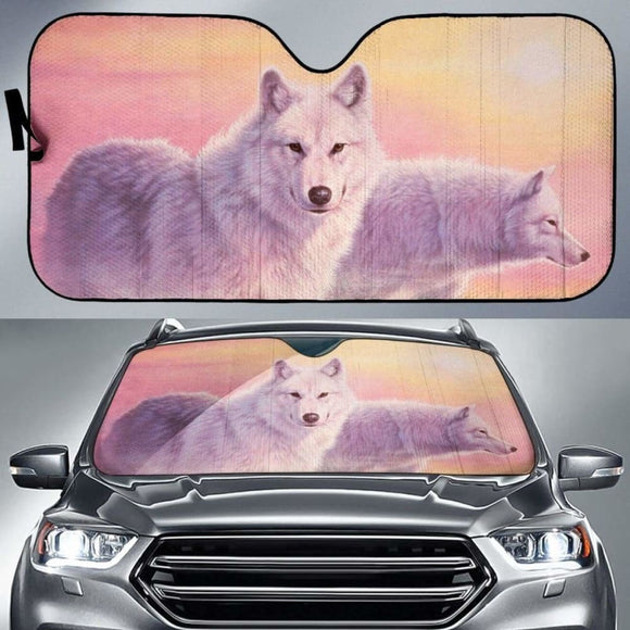 Car Sun Shade With Wolf Print Evening Mist 172609 - YourCarButBetter