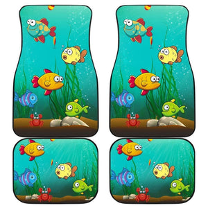 Cartoon Fishes Underwater Fishing Car Floor Mats 182417 - YourCarButBetter