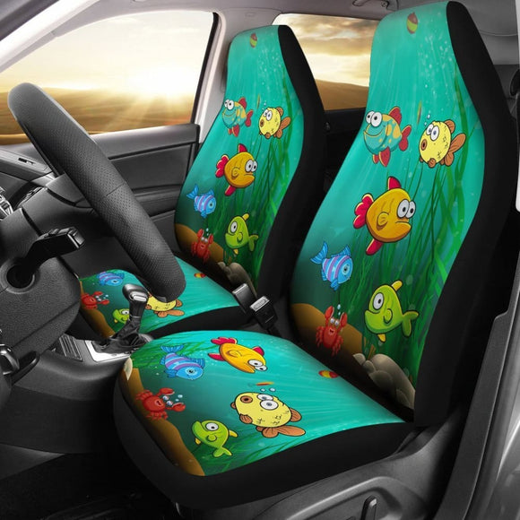 Cartoon Fishes Underwater Fishing Car Seat Covers 182417 - YourCarButBetter