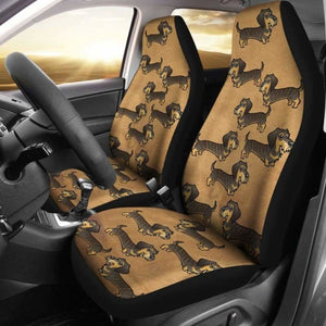 Cartoon Wire Haired Dachshund Car Seat Cover 092813 - YourCarButBetter