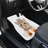 Cat Dog Mice Funny In White Theme Car Floor Mats 112428 - YourCarButBetter