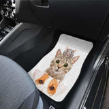 Cat Dog Mice Funny In White Theme Car Floor Mats 112428 - YourCarButBetter