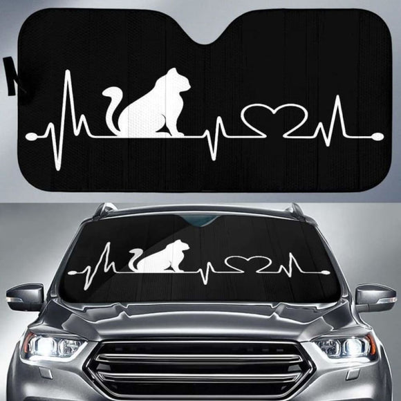 Cat Heart Beat Car Auto Sun Shades 460402 - YourCarButBetter