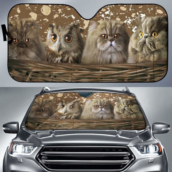Cats And Owl Auto Sun Shade 172609 - YourCarButBetter