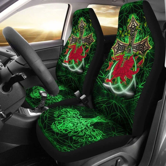 Celtic Car Seat Covers - Dragon Wales & Celtic Cross - 160905 - YourCarButBetter