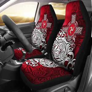 Celtic Car Seat Covers - Isle Of Man Flag With Celtic Cross 184610 - YourCarButBetter