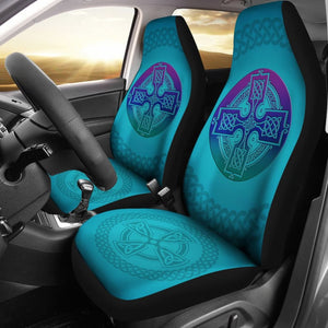 Celtic Circle Cross Car Seat Covers Set Purple and Blue 210301 - YourCarButBetter