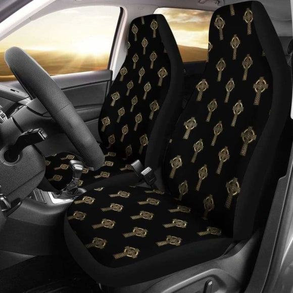 Celtic Cross Black And Gold Car Seat Covers 160905 - YourCarButBetter
