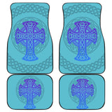 Celtic Cross Car Floor Mats Knot Circle Set Light Of Blue 210301 - YourCarButBetter