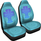 Celtic Cross Car Seat Covers Knot Circle Set Light Of Blue 210301 - YourCarButBetter