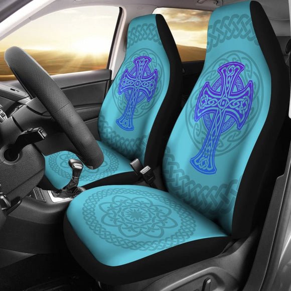 Celtic Cross Car Seat Covers Knot Circle Set Light Of Blue 210301 - YourCarButBetter