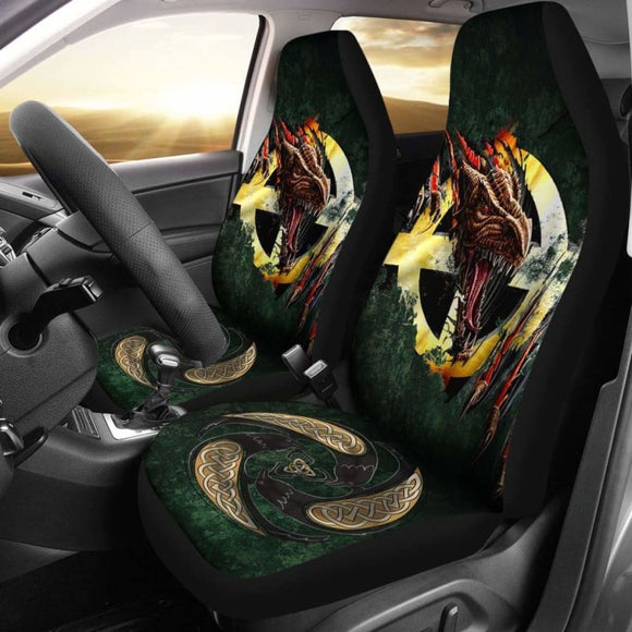 Celtic Cross Flag With Red Dragon Car Seat Covers 160905 - YourCarButBetter