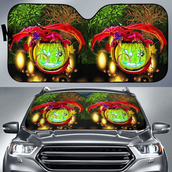 Celtic Halloween Auto Sun Shades - Celtic Dragon With Pumpkin And Tree Of Life 172609 - YourCarButBetter