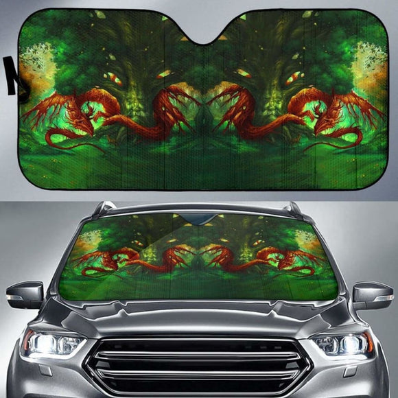 Celtic Mythology - Celtic Dragon With Green Man And Deer Auto Sun Shades 172609 - YourCarButBetter