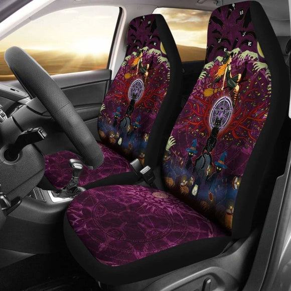 Celtic Samhain Black Cat With Pentagram Symbol Car Seat Covers - Happy Halloween - 21 102802 - YourCarButBetter