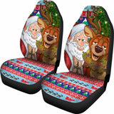 Celtic Style Merry Christmas Ugly Car Seat - Drunk Santa And Deer 161012 - YourCarButBetter