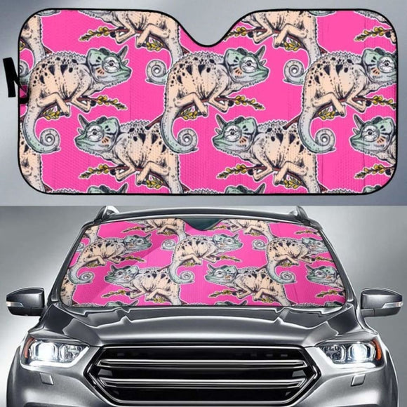 Chameleon Lizard Pattern Pink Background Car Auto Sun Shades 182102 - YourCarButBetter