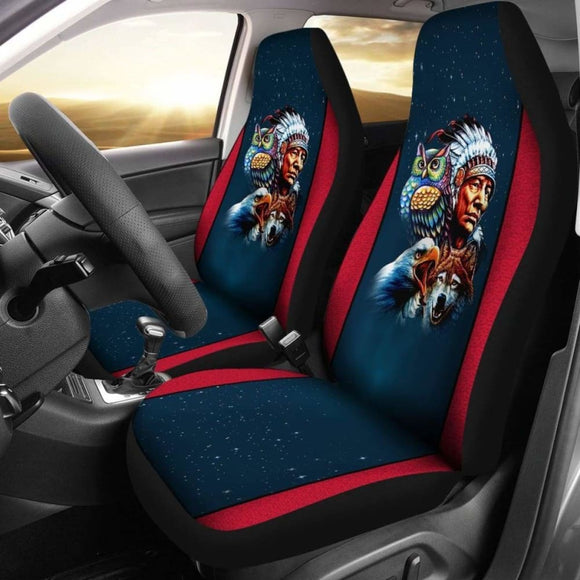 Chief & Spirit Animal Galaxy Background Native American Car Seat Cover 105905 - YourCarButBetter