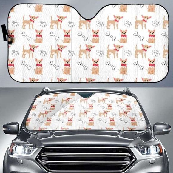 Chihuahua Bone Paw Pattern Car Auto Sun Shades 172609 - YourCarButBetter