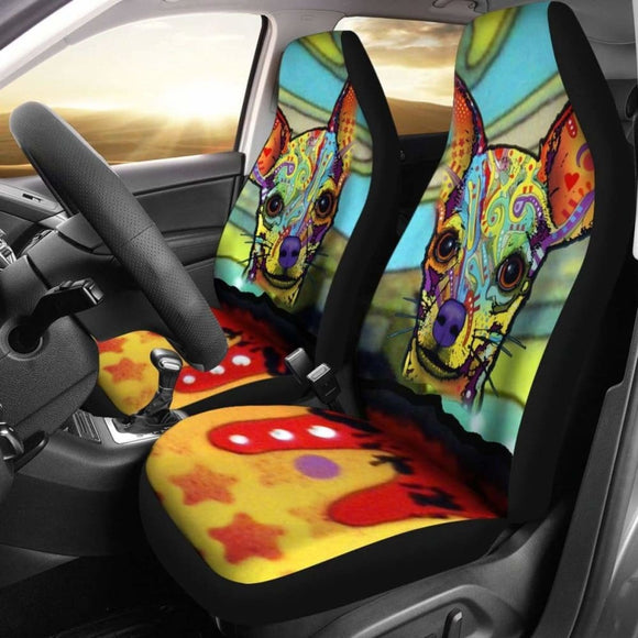 Chihuahua Design Car Seat Covers Colorful Back 091814 - YourCarButBetter