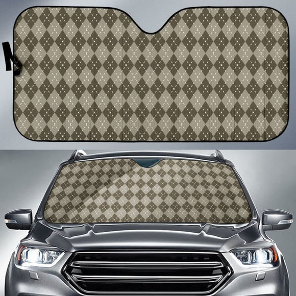 Chocolate Argyle Auto Sun Shade 094201 - YourCarButBetter