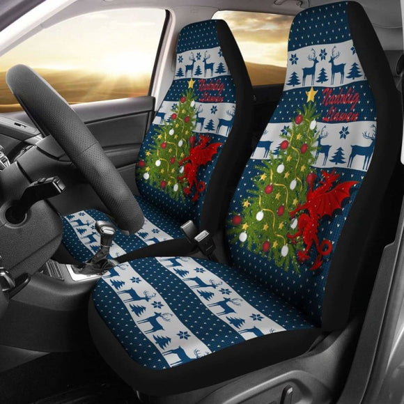 Christmas Car Seat Covers - Dragon & Christmas Tree 160830 - YourCarButBetter