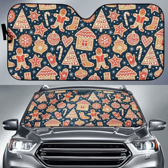 Christmas Gingerbread Cookie Pattern Car Auto Sun Shades 103406 - YourCarButBetter
