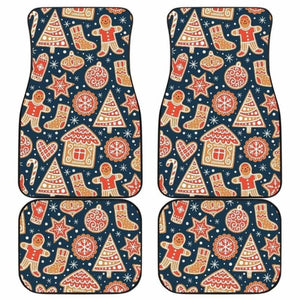 Christmas Gingerbread Cookie Pattern Front And Back Car Mats 160830 - YourCarButBetter