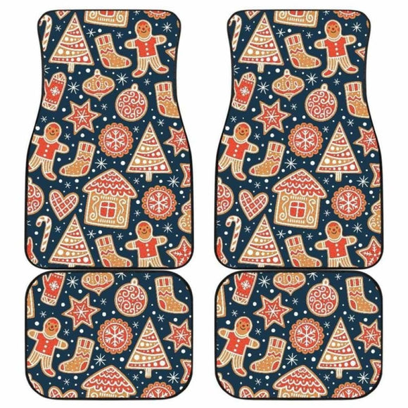 Christmas Gingerbread Cookie Pattern Front And Back Car Mats 160830 - YourCarButBetter