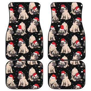 Christmas Pugs Santa_S Red Cap Pattern Front And Back Car Mats 102918 - YourCarButBetter