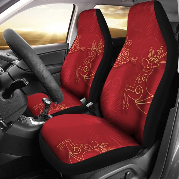 Christmas Reindeer And Pine Tree Pattern Car Seat Covers 210601 - YourCarButBetter