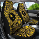Chuuk Car Seat Cover - Chuuk Coat Of Arms Polynesian Gold Black 105905 - YourCarButBetter