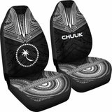 Chuuk Car Seat Cover - Chuuk Flag Polynesian Chief Tattoo Black Version - 10 174914 - YourCarButBetter
