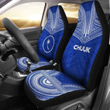 Chuuk Car Seat Cover - Chuuk Flag Polynesian Chief Tattoo Blue Version - 10 174914 - YourCarButBetter