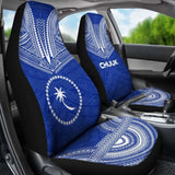 Chuuk Car Seat Cover - Chuuk Flag Polynesian Chief Tattoo Blue Version - 10 174914 - YourCarButBetter