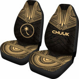 Chuuk Car Seat Cover - Chuuk Flag Polynesian Chief Tattoo Gold Version - 10 174914 - YourCarButBetter