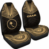 Chuuk Car Seat Cover - Chuuk Flag Polynesian Chief Tattoo Gold Version - 10 174914 - YourCarButBetter