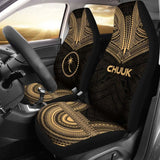 Chuuk Car Seat Cover - Chuuk Flag Polynesian Chief Tattoo Gold Version - 10 174914 - YourCarButBetter