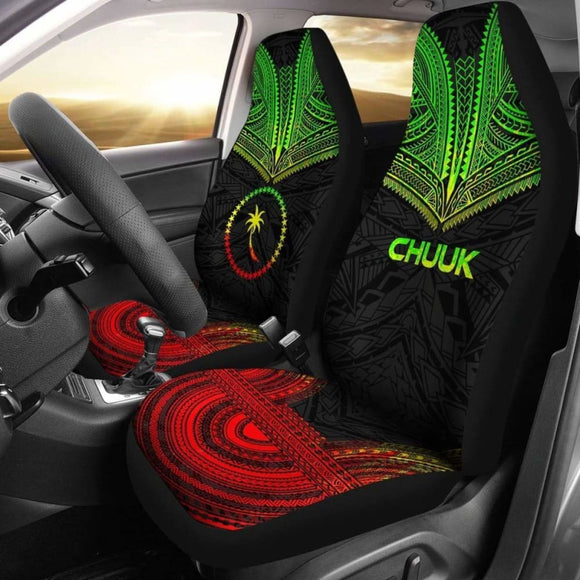 Chuuk Car Seat Cover - Chuuk Flag Polynesian Chief Tattoo Reggae Version - 10 174914 - YourCarButBetter