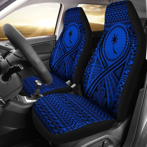 Chuuk Car Seat Cover - Chuuk Flag Polynesian Tattoo Blue - 9 174914 - YourCarButBetter