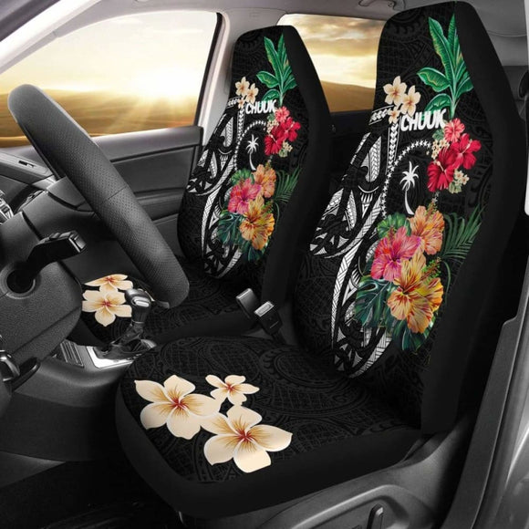 Chuuk Car Seat Covers Coat Of Arms Polynesian With Hibiscus 232125 - YourCarButBetter