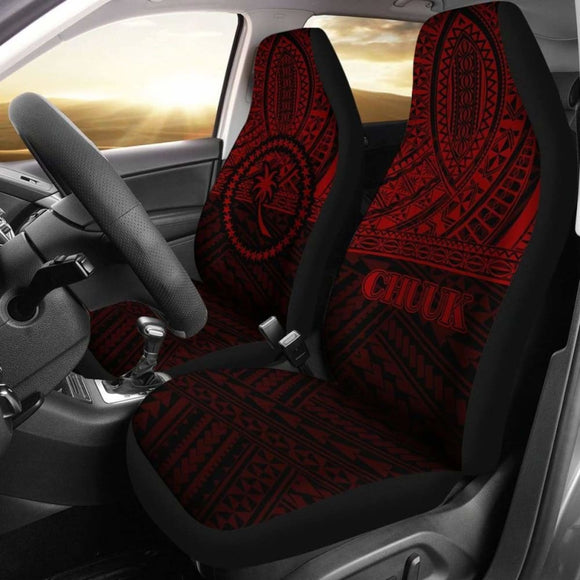 Chuuk Car Seat Covers - Chuuk Flag Black Red Version - 105905 - YourCarButBetter