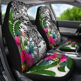 Chuuk Car Seat Covers White - Turtle Plumeria Banana Leaf - 091114 - YourCarButBetter