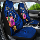 Chuuk Micronesia Car Seat Covers - Floral With Seal Blue - 12 153908 - YourCarButBetter