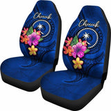Chuuk Micronesia Car Seat Covers - Floral With Seal Blue - 12 153908 - YourCarButBetter