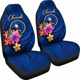 Chuuk Micronesia Car Seat Covers - Floral With Seal Blue - 12 153908 - YourCarButBetter