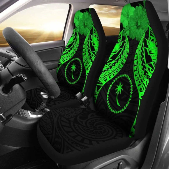 Chuuk Polynesian Car Seat Covers Pride Seal And Hibiscus Green - 232125 - YourCarButBetter
